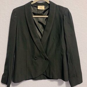 Courreges Paris Vintage 1970’s Black Wool Double Breasted Blazer Size A (fits S)
